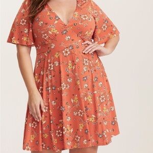Torrid Orange Flutter‎ Sleeve Dress Sz 2 2X